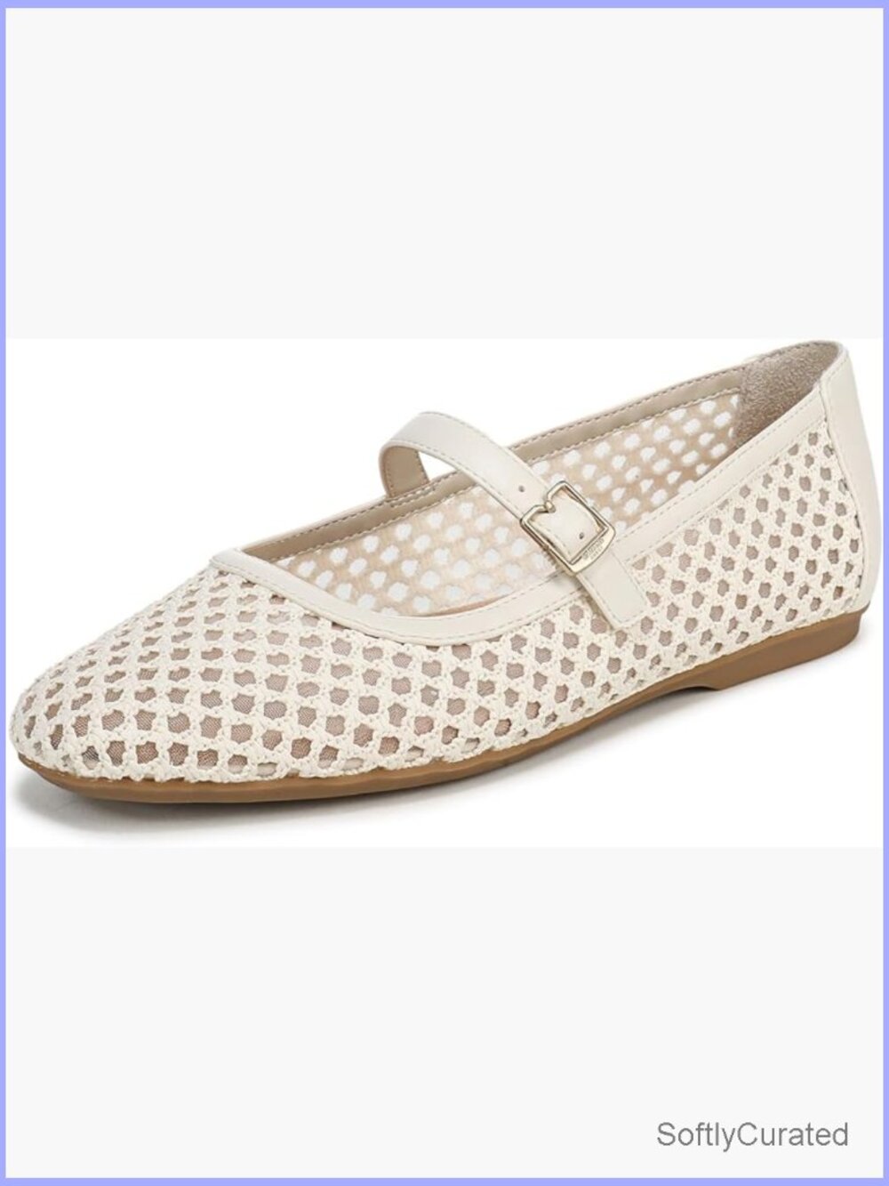 Mary Jane Ballet Flats With Adjustable Buckle, Mesh Upper, Plant-Based Foam